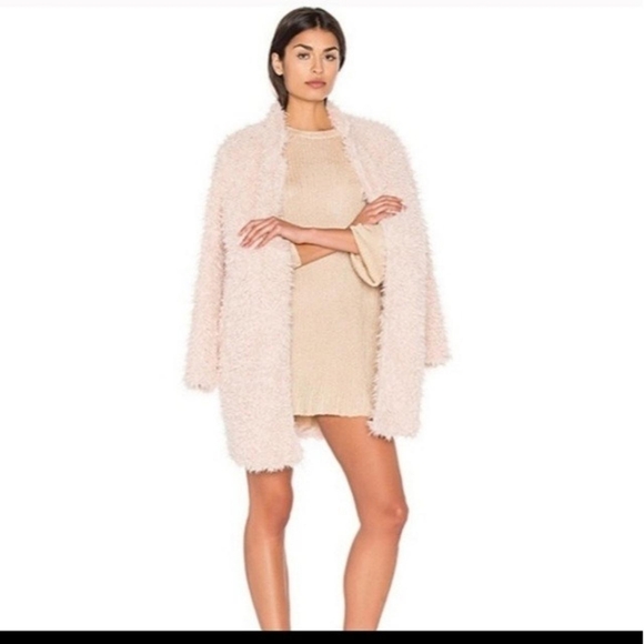 Anthropologie Bishop + Young Teddy Coat Long Fuzzy Blush - Picture 3 of 12